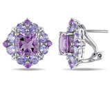 5.85 Carat (ctw) Amethyst and Tanzanite Earrings in Sterling Silver